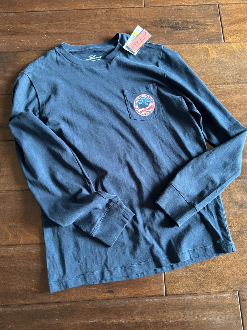 Men's Navy Long-Sleeve Pocket Sweatshirt with Patch